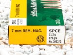 Sellier & Bellot - Soft Point Cutting Edge(SPCE) - 173 Grain 7mm Remington Magnum Ammo - 20 Rounds