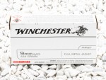 Winchester Full Metal Jacket (FMJ) 124 Grain 9mm Luger (9x19) Ammo - 50 Rounds