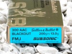 Sellier & Bellot Subsonic - Full Metal Jacket - 200 Grain 300 AAC Blackout Ammo - 500 Rounds
