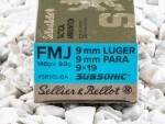 Sellier & Bellot - Full Metal Jacket - 140 Grain 9mm Luger Ammo - 50 Rounds
