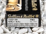 Sellier & Bellot - Full Metal Jacket - 123 Grain 7.62X39 Ammo - 600 Rounds