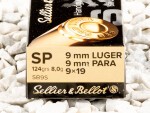 Sellier & Bellot - Soft Point - 124 Grain 9mm Luger Ammo - 50 Rounds
