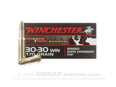 Winchester Power Max Bonded Hollow-Point (HP) 170 Grain 30-30 Winchester  Ammo - 20 Rounds