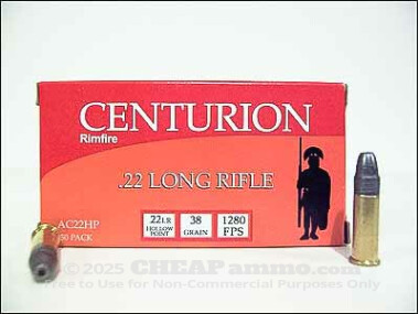 Centurion - Hollow Point - 38 Grain 22 Long Rifle Ammo - 50 Rounds