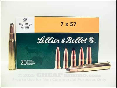 Sellier & Bellot - Soft Point - 139 Grain 7x57 Mauser Ammo - 20 Rounds