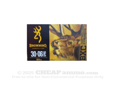 30-06 - 185 Grain Brass Tip Boat tail - Browning BXC - 20 Rounds