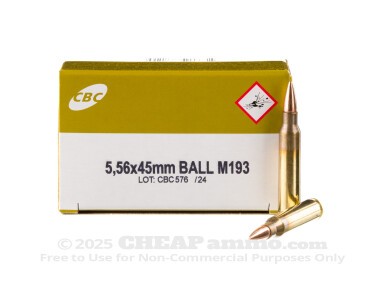 BLACK FRIDAY SPECIAL LIMIT 1 CBC - Full Metal Jacket - 55 Grain 5.56 NATO Ammo - 1000 Rounds