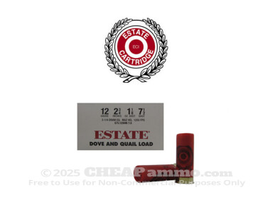 25rds - 12 Gauge Estate Dove and Quail Loads 2 3/4" 1 1/8 oz. #7.5 Shot Ammo