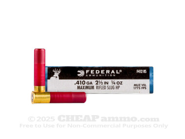 Federal 410 Bore - 2-1/2" 1/4oz. Rifled Slug - 250 Rounds