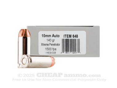 Underwood - Xtreme Penetrator - 140 Grain 10mm Ammo - 200 Rounds