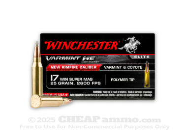 Winchester - Polymer Tipped - 25 Grain 17 WSM Ammo - 500 Rounds