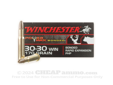 Winchester Power Max Bonded Hollow-Point (HP) 170 Grain 30-30 Winchester  Ammo - 20 Rounds