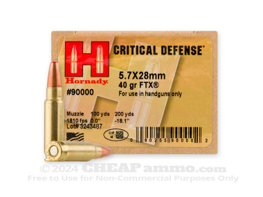 Hornady - Jacketed Hollow Point - 40 Grain 5.7x28mm Ammo - 25 Rounds