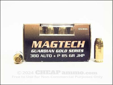 Magtech - Jacketed Hollow Point - 85 Grain 380 Auto Ammo - 20 Rounds