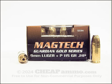 Magtech - Jacketed Hollow Point - 115 Grain 9mm Luger Ammo - 20 Rounds