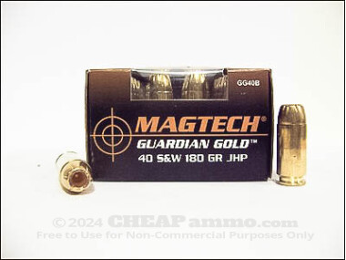 Magtech - Jacketed Hollow Point - 180 Grain 40 Smith & Wesson Ammo - 20 Rounds