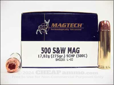 Magtech - Solid Copper Hollow Point - 275 Grain 500 S&W Magnum Ammo - 20 Rounds