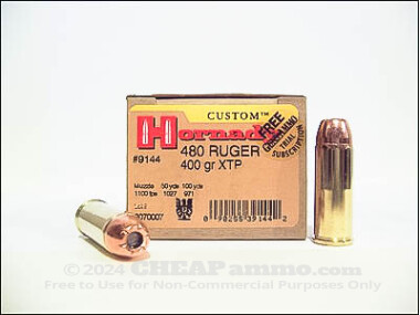 Hornady - Jacketed Hollow Point - 400 Grain 480 Ruger Ammo - 20 Rounds