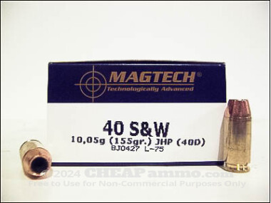 Magtech - Jacketed Hollow Point - 155 Grain 40 Smith & Wesson Ammo - 50 Rounds