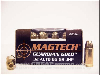 Magtech - Jacketed Hollow Point - 65 Grain 32 Auto Ammo - 20 Rounds
