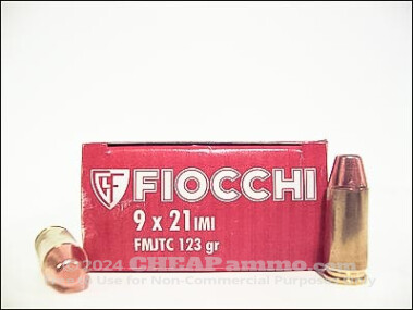 Fiocchi - Full Metal Jacket - 123 Grain 9x21mm IMI Ammo - 50 Rounds