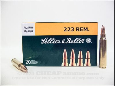 Sellier & Bellot - Full Metal Jacket - 55 Grain 223 Remington Ammo - 1000 Rounds