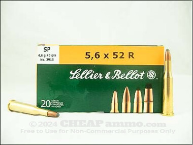 Sellier & Bellot - Soft Point - 70 Grain 5.6x52mm Rimmed Ammo - 20 Rounds