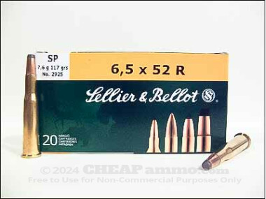 Sellier & Bellot - Soft Point - 117 Grain 6.5X52R Ammo - 20 Rounds