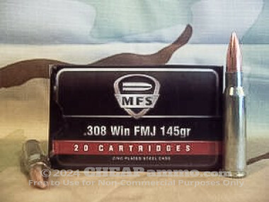 Military Surplus - Full Metal Jacket - 145 Grain 308 Winchester  Ammo - 20 Rounds