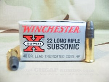 Winchester Lead Hollow Point (LHP) 40 Grain 22 Long Rifle (LR)  Ammo - 50 Rounds