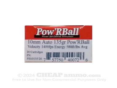 Corbon Pow'RBall 135 Grain 10mm Auto  Ammo - 20 Rounds