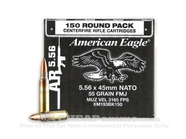 Federal American Eagle Full Metal Jacket (FMJ)  55 Grain 5.56x45mm Ammo - 600 Rounds