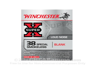 Winchester Super-X Blanks  38 Special  Ammo - 50 Rounds