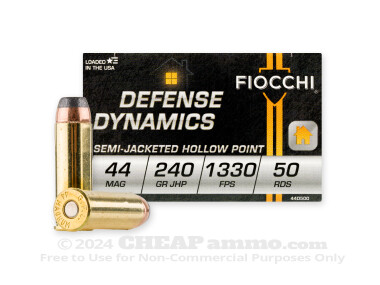 Fiocchi - Jacketed Hollow Point - 240 Grain 44 Magnum Ammo - 500 Rounds