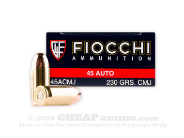 Fiocchi Shooting Dynamics Complete Metal Jacket (CMJ) 230 Grain 45 ACP (Auto)  Ammo - 50 Rounds