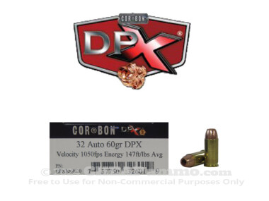Corbon DPX 60 Grain 32 Auto (ACP)  Ammo - 20 Rounds
