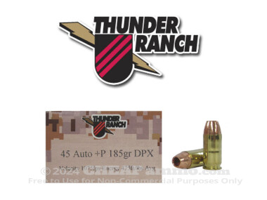 Corbon Thunder Ranch DPX 185 Grain 45 ACP (Auto)  +P Ammo - 20 Rounds
