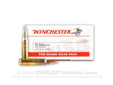 Winchester - Full Metal Jacket - 55 Grain 5.56x45mm Ammo - 600 Rounds