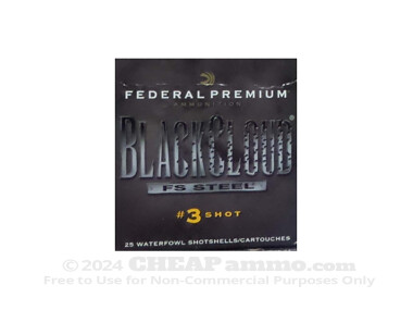 Federal Black Cloud FS Steel  2-3/4" #3 Shot 1 oz. 12 Gauge Ammo - 25 Rounds