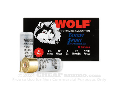 Wolf Target Sport 12 Gauge - 2-3/4" 1oz. #8 Shot - 25 Rounds