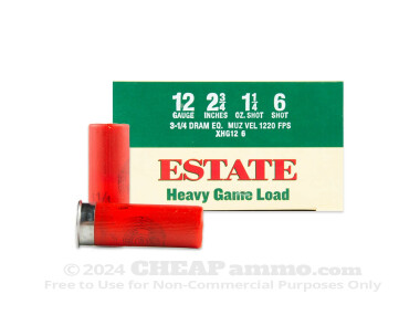 Estate Cartridge Heavy Game #6 Shot 1-1/4 oz. 12 Gauge 2-3/4" Ammo - 250 Rounds