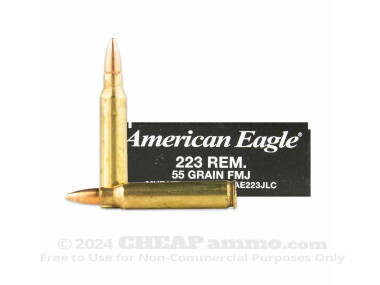Federal American Eagle Full Metal Jacket Boat Tail (FMJ-BT) 55 Grain 223 Remington Ammo - 500 Rounds