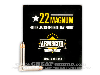 Armscor - Jacketed Hollow Point - 40 Grain 22 Magnum Ammo - 500 Rounds
