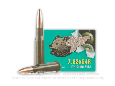 Brown Bear - Full Metal Jacket - 174 Grain 7.62x54r Ammo - 500 Rounds