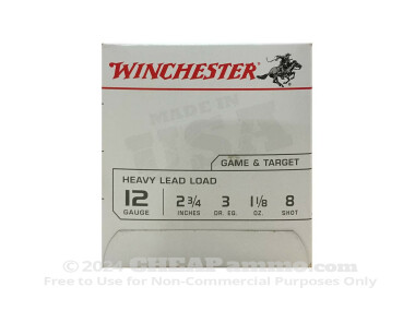 Winchester USA #8 Shot 2-3/4" 1-1/8 oz. 12 Gauge Ammo - 25 Rounds
