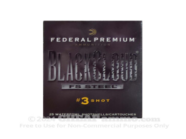 Federal Blackcloud 3" #3 Steel Shot 1-1/4 oz. 12 Gauge  Ammo - 25 Rounds