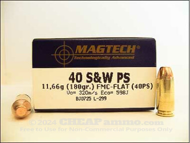 Magtech - Full Metal Jacket - 180 Grain 40 Smith & Wesson Ammo - 50 Rounds
