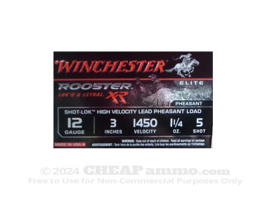 Winchester Rooster RX #5 Shot 1-1/4 oz. 3" 12 Gauge  Ammo - 15 Rounds