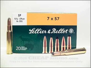 Sellier & Bellot - Soft Point - 139 Grain 7x57 Mauser Ammo - 400 Rounds