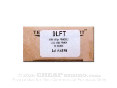 Team Never Quit Frangible 100 Grain 9mm Luger (9x19)  Ammo - 50 Rounds